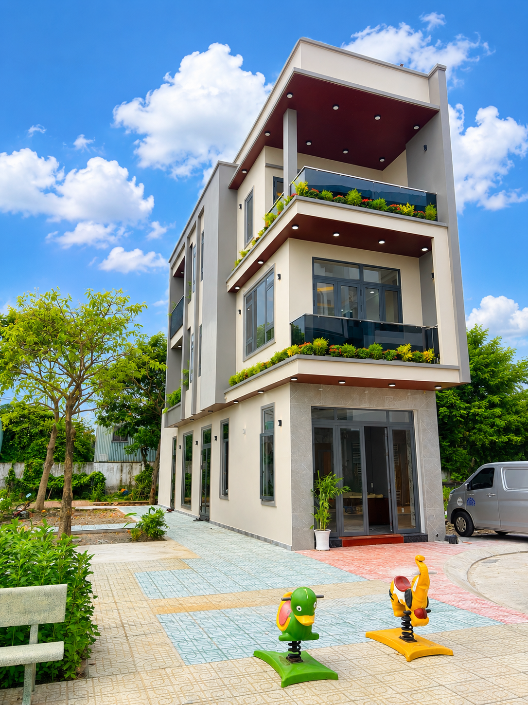 Mặt tiền nhà mẫu 3 tầng